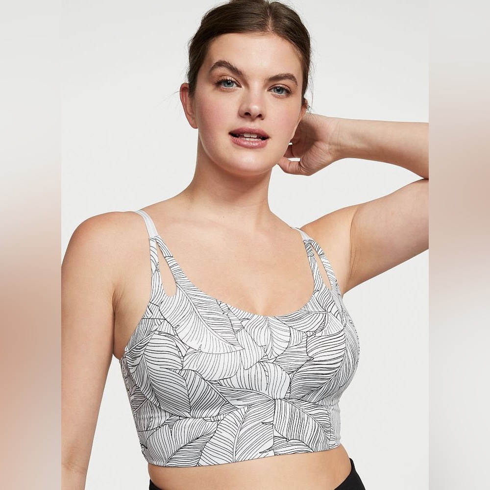 SOLD - Victoria's Secret Allegro Medium Impact Sports Bra White Palm Size 34DD - Picture 4 of 9